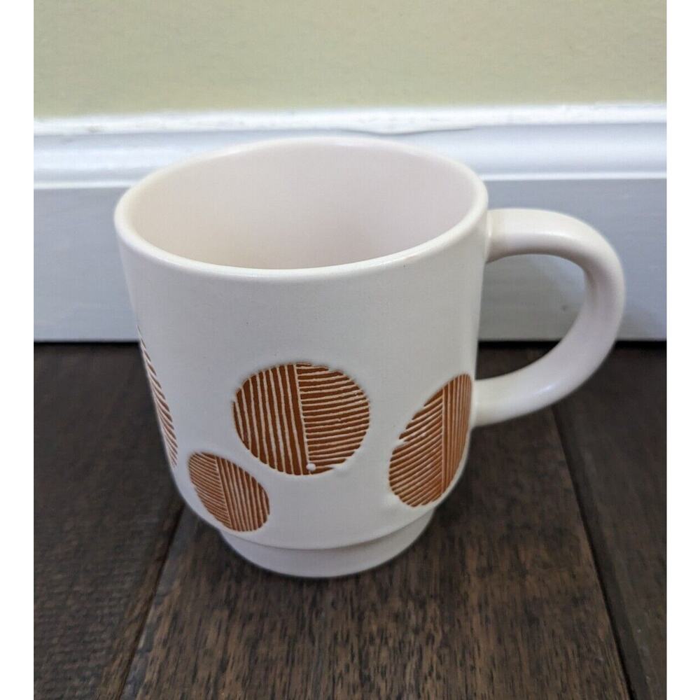 Jen Hewett World Market Retro Circle Embosseed MCM Style Ceramic Coffee Mug